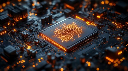 AI microchip factory, circuits etched by laser nanobots, wafer inspections via quantum microscopy