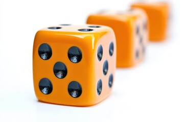 Orange dice in a row