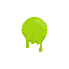 Liquid toxic drop. Flowing green sticky liquid. Vector illustration with toxic blob