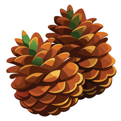 Christmas pine cones isolated on white background