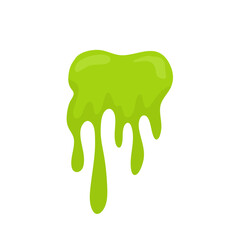 Liquid toxic drop. Flowing green sticky liquid. Vector illustration with toxic blob