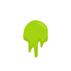 Liquid toxic drop. Flowing green sticky liquid. Vector illustration with toxic blob