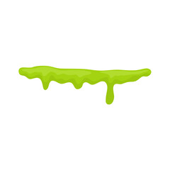 Liquid toxic drop. Flowing green sticky liquid. Vector illustration with toxic blob