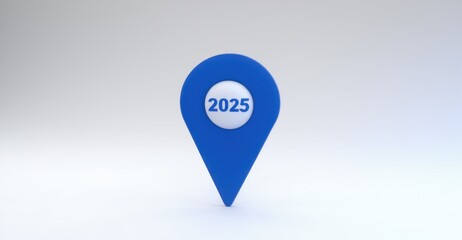 Blue pin marking the year 2025 on a digital timeline or progress tracke