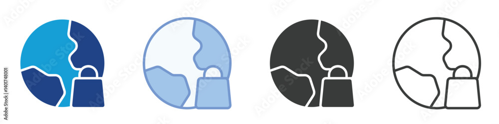 Poster worldwide icons collection – multiple vector styles icons