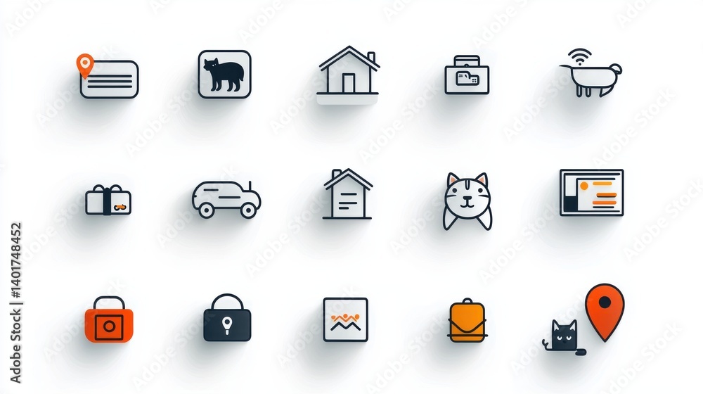 Poster this image showcases a collection of sleek and minimalist line icons representing a diverse range of