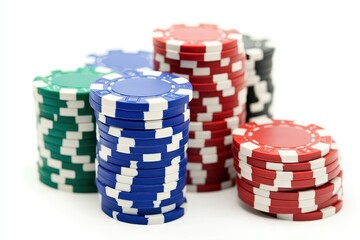 Colorful poker chips stacks