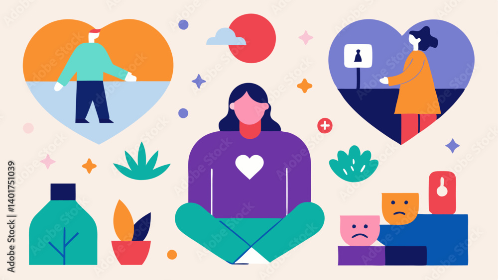 Poster each illustration can convey the various aspects of breaking free from unhealthy relationship patter