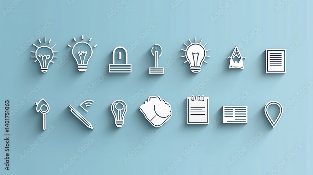Poster this image showcases a diverse set of 15 outline icons representing various concepts related to crea