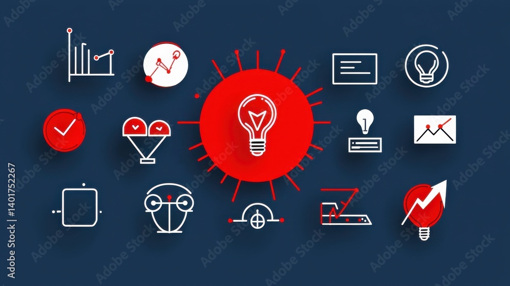Poster this image is a collection of 15 icons representing different aspects of business analytics strategy