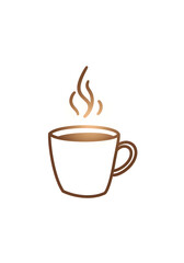 Obraz premium Minimalist Coffee Cup Illustration with Coffee Beans. Simple coffee cup illustration with steam and scattered coffee beans on a minimalistic background