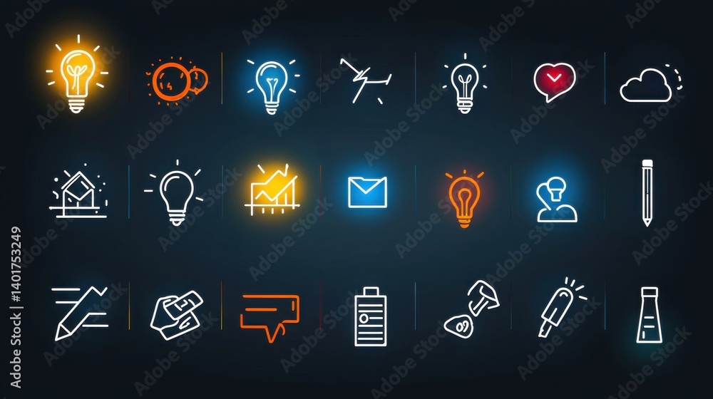 Poster this image depicts a collection of 15 minimalist outline icons representing various aspects of desig