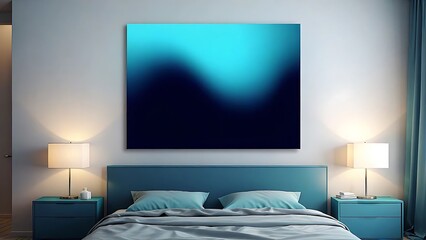 Abstract Teal and Navy Blue Gradient Wall Art for Bedroom Decor