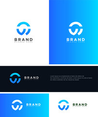 Modern Blue Circular CW Or WC Logo Design Variations