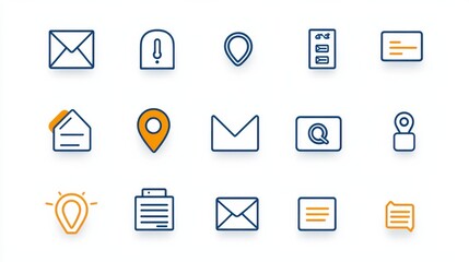 A set of 15 designed icons representing various contact and communication methods including email phone location and more suitable for websites mobile apps and digital interfaces  category Technology