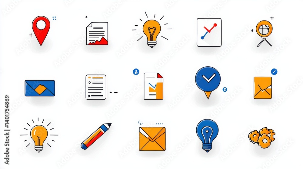 Poster this image showcases a set of 15 digital marketing icons for use in various professional and commerc