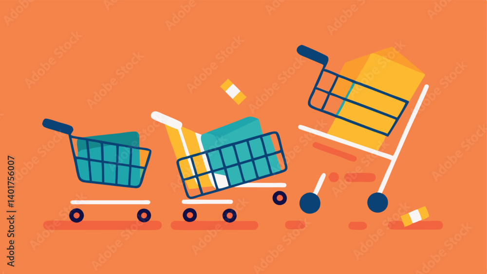 Poster shopping carts overturned several shopping carts are overturned in the center of the store some with