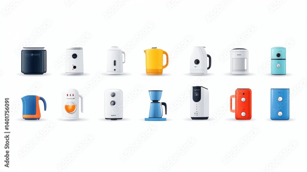 Aufkleber a collection of 15 visually appealing and technologically advanced home appliances featuring a range