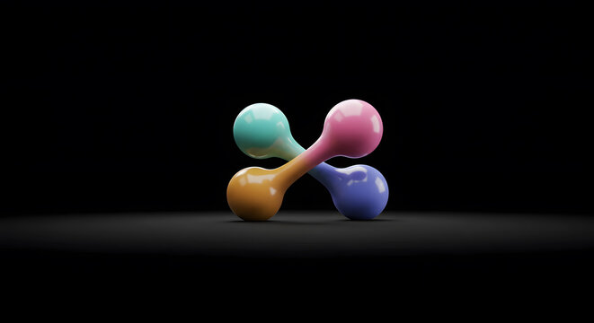 3D Abstract Four-Color Connection Symbol - Yaces, mataneta 3d figure - Jacks game