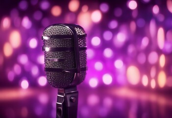 purple disco background microphone dof ball media object equipment dance concert announcement broadcast musical gauze event perform copy space karaoke bokeh audio mic communication metal party