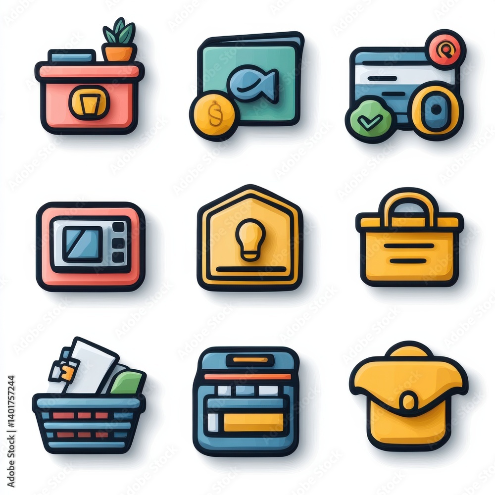 Poster a collection of 15 minimalist and modern e commerce icons featuring clean lines and a sleek minimali