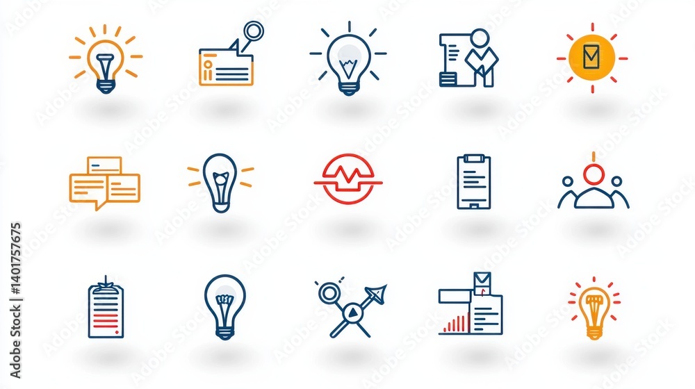 Poster this image presents a visually appealing set of 15 icons representing the key concepts of vision mis