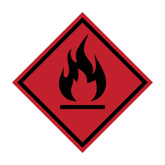 caution flammable sign on white background