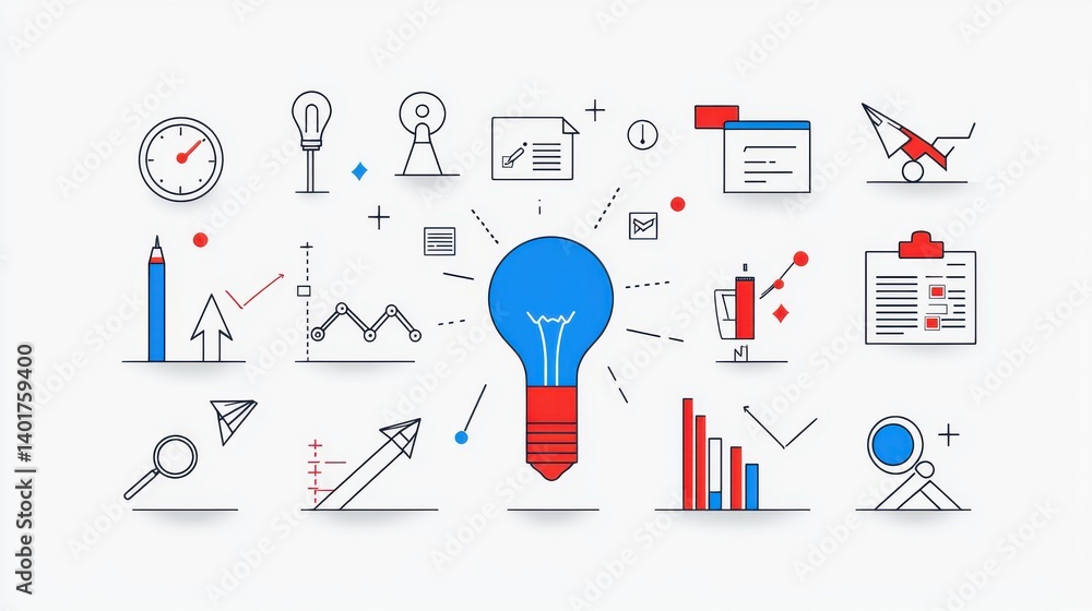 Poster a visually refined set of management related concepts strategies and ideas represented through vario