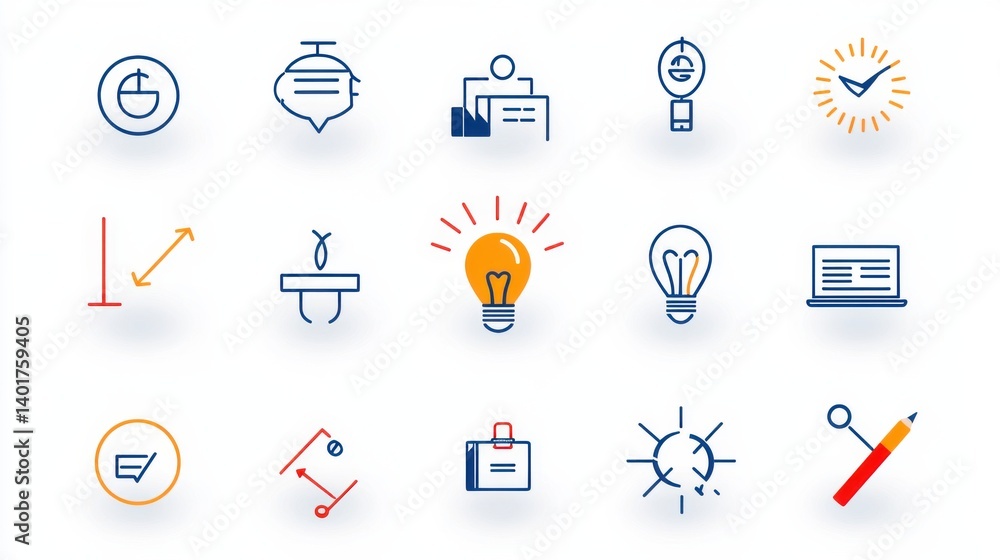 Poster this image presents a collection of icons and symbols that represent various aspects of business man
