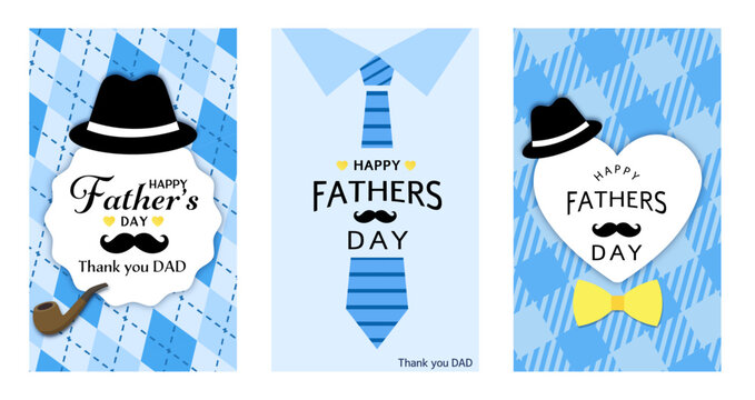 父の日のイラストセット ( プレゼント 父の日 帽子 フレーム 見出し タイトル お父さん Father’s Day 背景 カード ) - Powered by Adobe