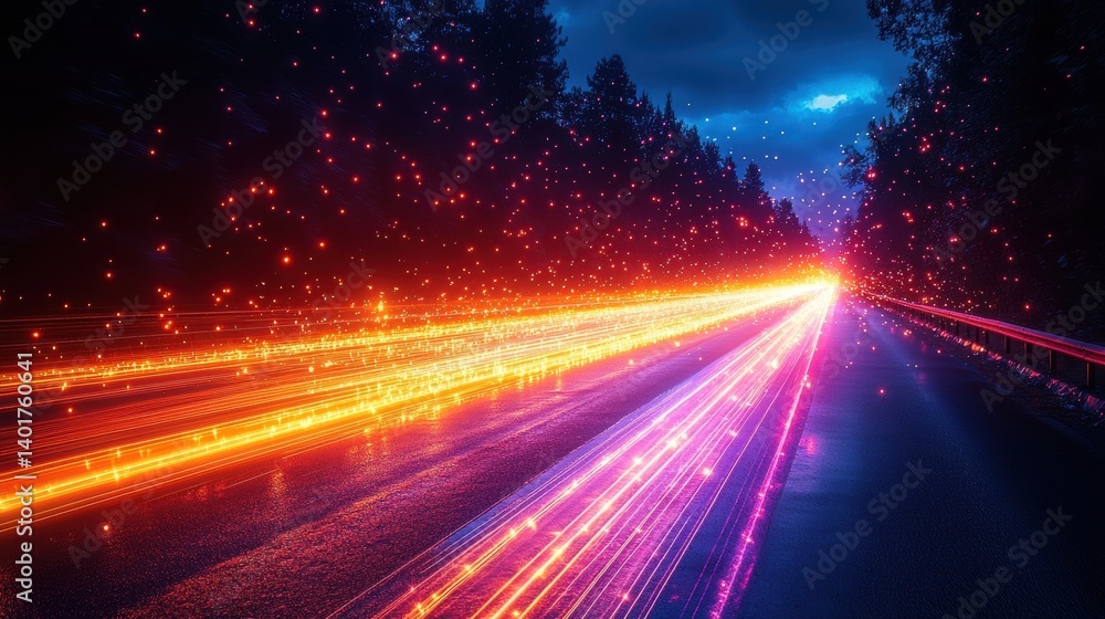 Aufkleber ethereal light beams glowing with vibrant tones create a captivating display as they stream along a 