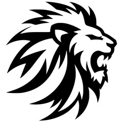 Sharp lion head silhouette