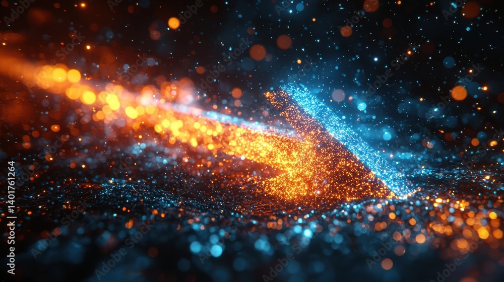 Poster a luminous multi hued trail of energy bursting forth in a dynamic scintillating display across the c