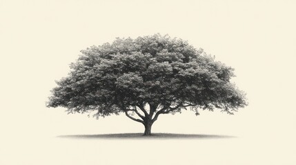 Solitary tree, neutral background, nature design