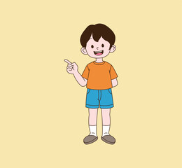 a person who points in one direction with his or her hand. Illustration vector with minimal design.