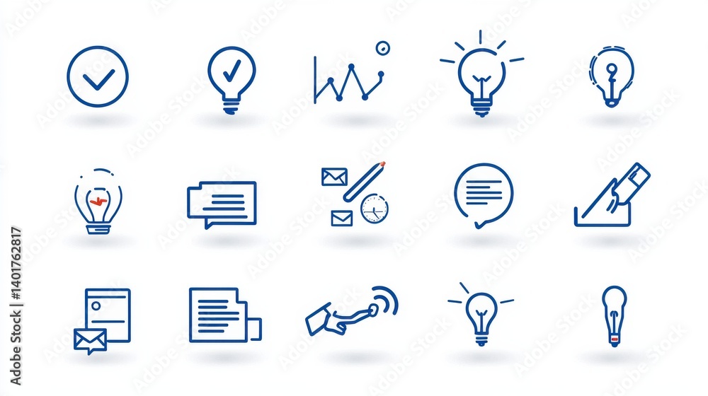 Aufkleber a set of 15 minimalist and simplified icons representing various management concepts and business st