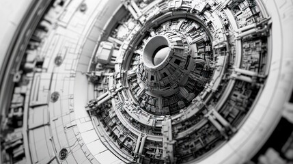 Obraz premium Futuristic Spaceship Interior Engineering Design