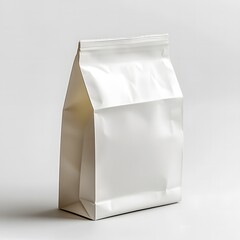 Blank White Stand-Up Pouch with Resealable Zipper on Light Background
