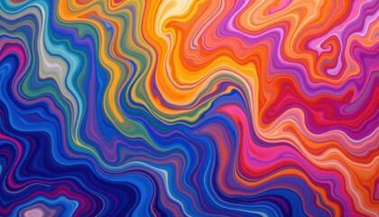 Fototapeta premium A mesmerizing blend of vibrant colors swirling and merging together in a fluid, abstract pattern, creating a dynamic and eye catching liquid light background.