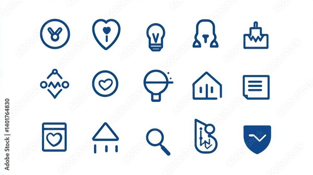 Poster a collection of minimalist elegant outline icons representing various concepts related to social int