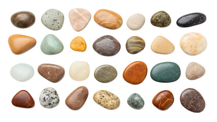various stones isolated on transparent background