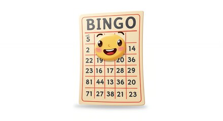 Cartoon emoji happy bingo card illustration