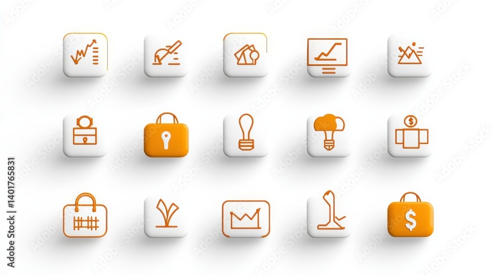 Poster a set of editable stroke outline icons representing various financial planning and management concep