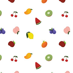 Seamless Fruit Pattern with Realistic Style – Colorful Summer Fruits