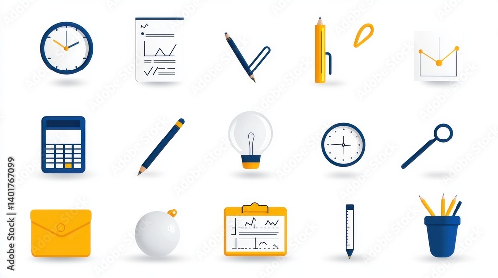 Poster a collection of minimalist outline icons representing various elements of accounting business and fi