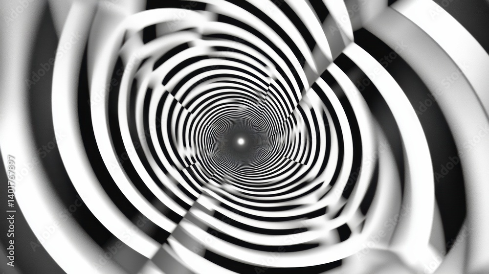 Aufkleber hypnotic black and white spiral illusion creates a sense of depth and movement with optical lines