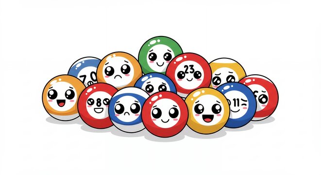 Cute cartoon numbered balls pile illustration