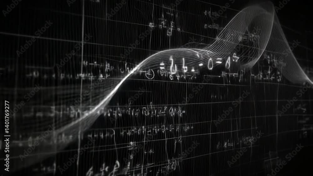 Poster mathematical formulas animated on a grid background in motion generative ai