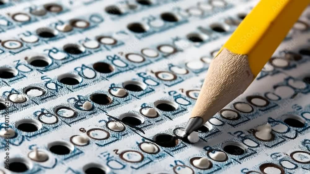 Poster Student Filling out Answers on a Multiple Choice Test With Pencil Generative AI