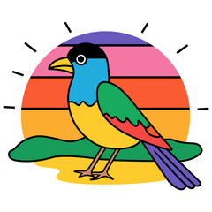 Tropical Bird Beach Colourful Summer Sun Theme SVG Vector Design